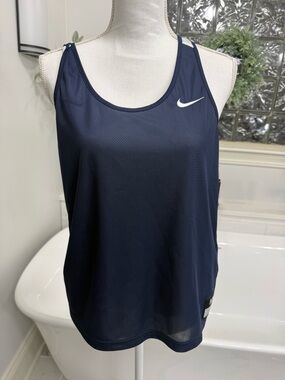 Nike Tank Top Womens Medium Club Speed Reversible Lacrosse Pinnie Navy White
